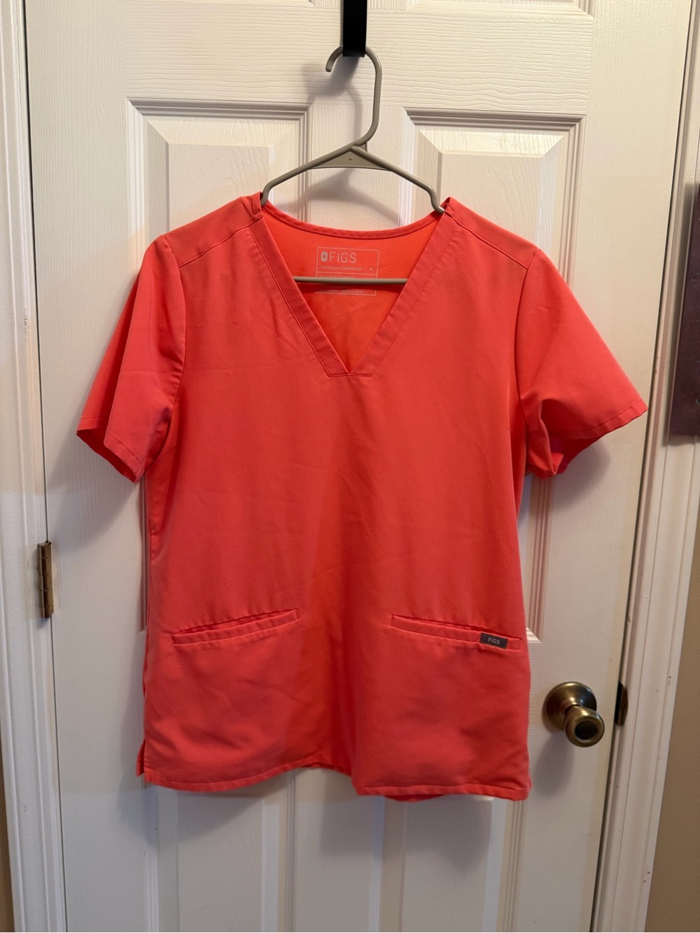 Figs V-Neck Medical Scrub Top and Bottom Set- Coral